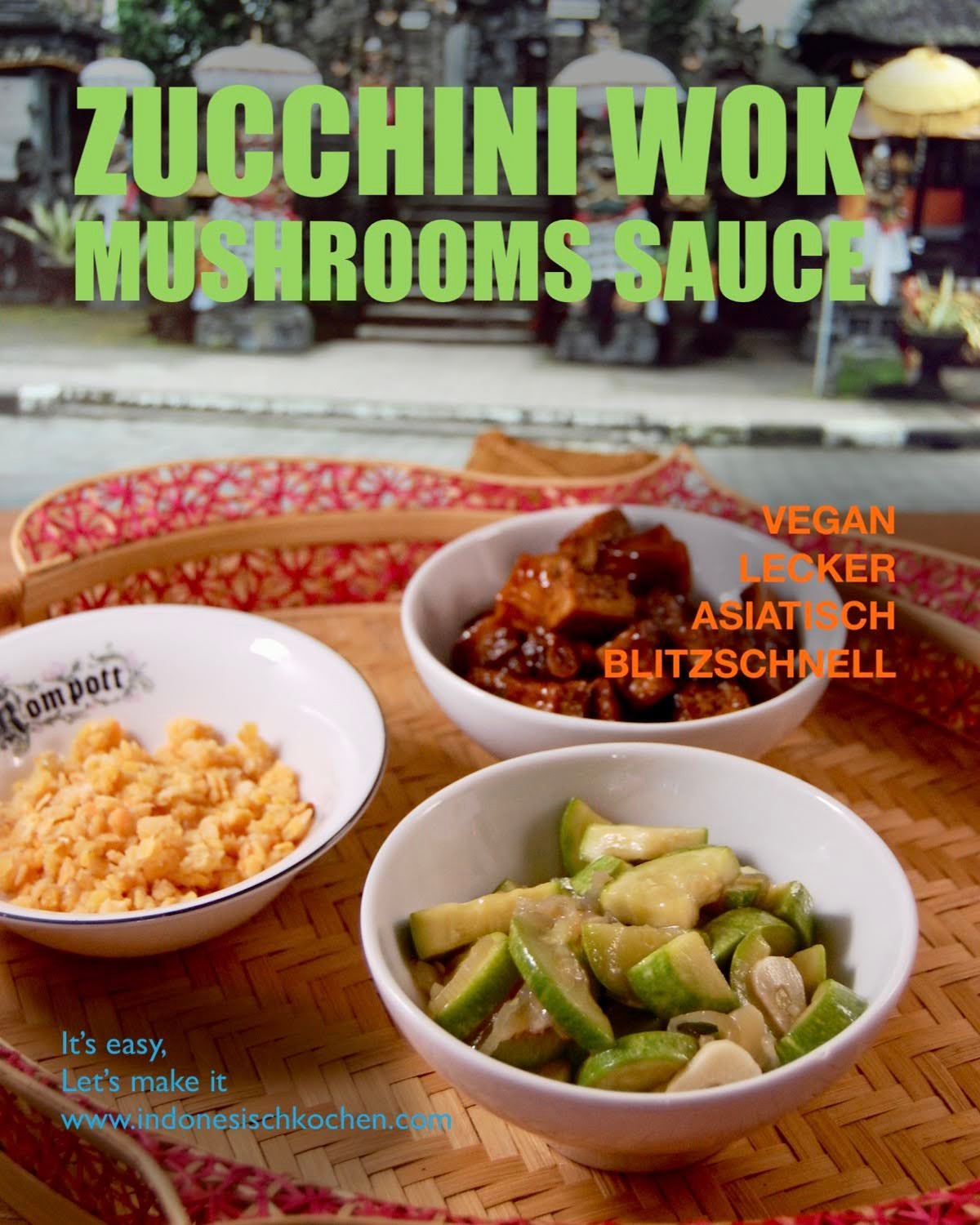 Wok Zucchini Mushrooms Sauce indonesisch kochen